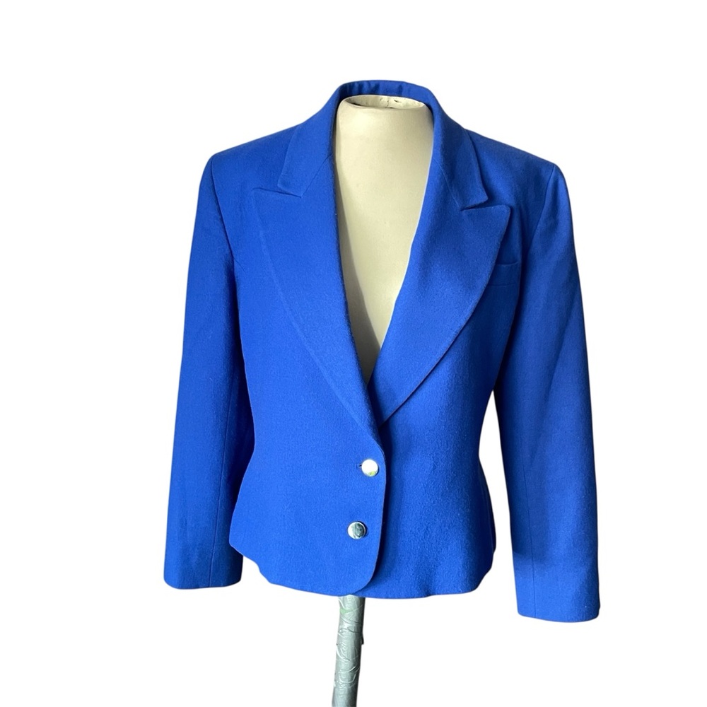 Jones New York Royal Blue Wool Vintage Career BusinessCasual Lined Blazer Size 8